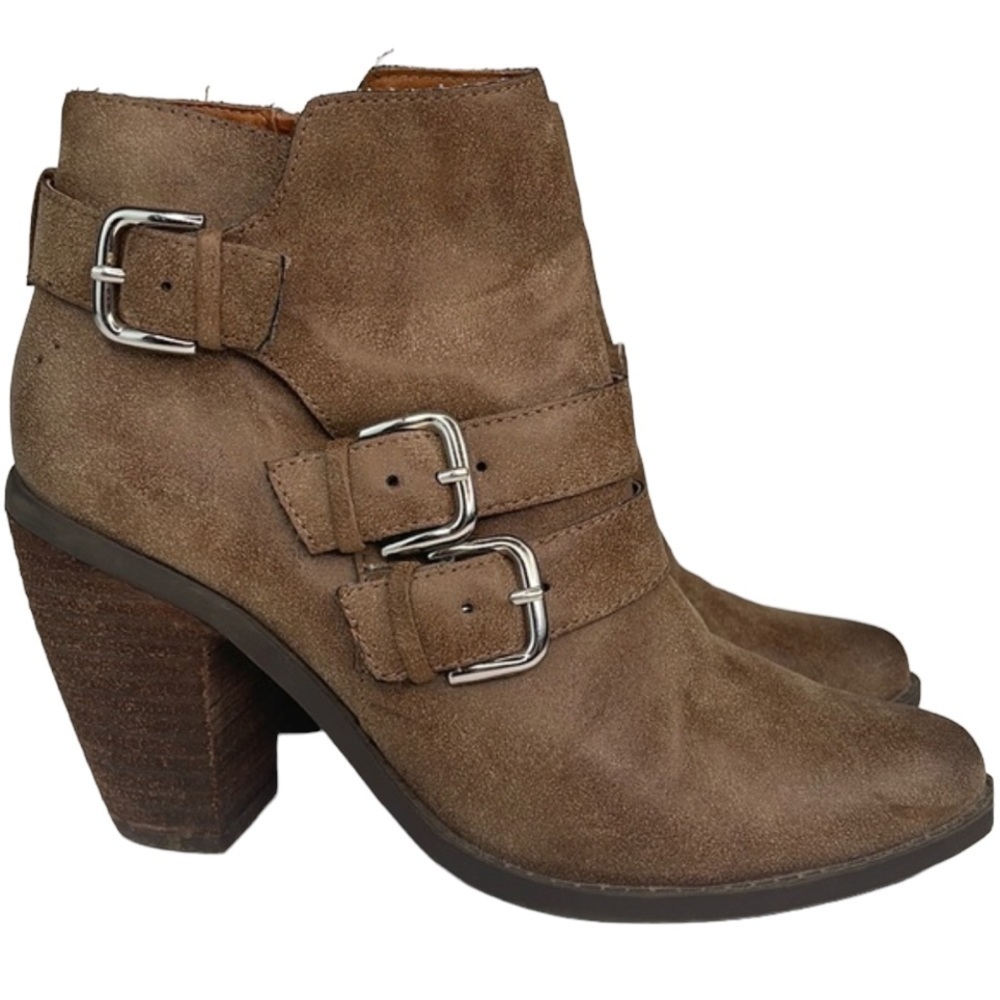 Dolce Vita Colten Brown Buckle Stacked Heeled Boots  7
